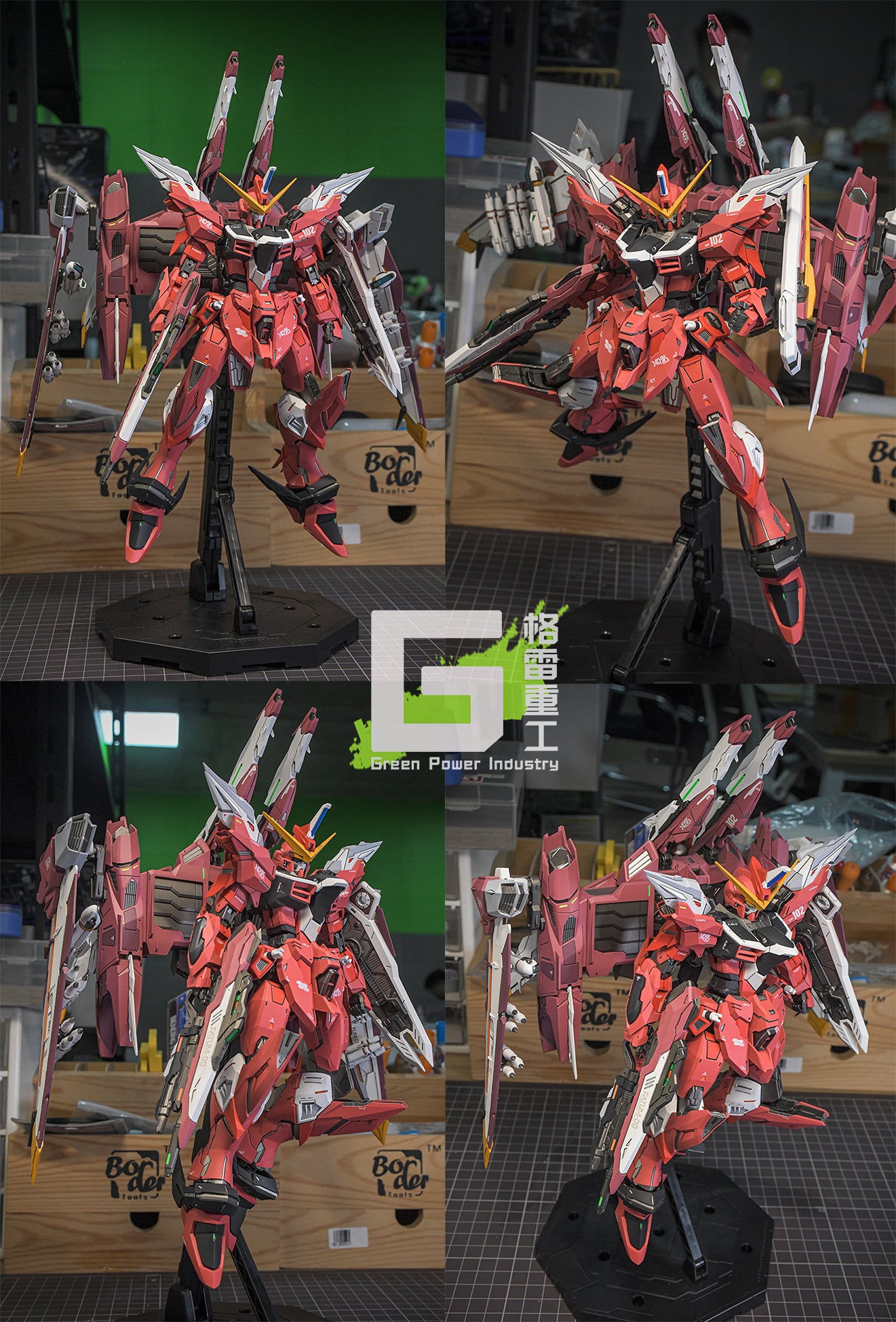 BANDAI MG ZGMF-X09A JUSTICE GUNDAM WITH FORTUNE MEOW STUDIO GK MODIFICATION VER.PINK