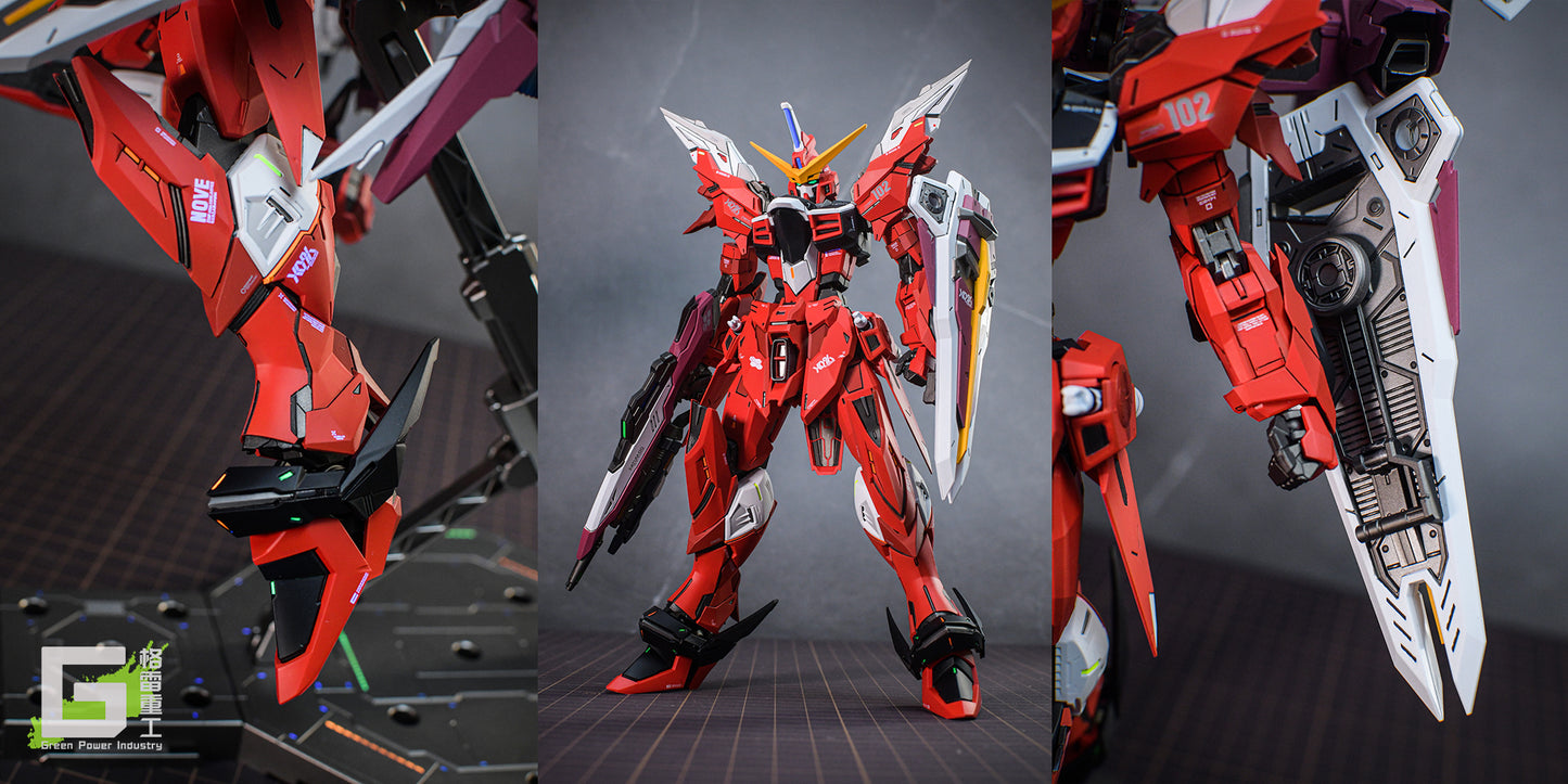 BANDAI MG ZGMF-X09A JUSTICE GUNDAM WITH FORTUNE MEOW STUDIO GK MODIFICATION VER.RED