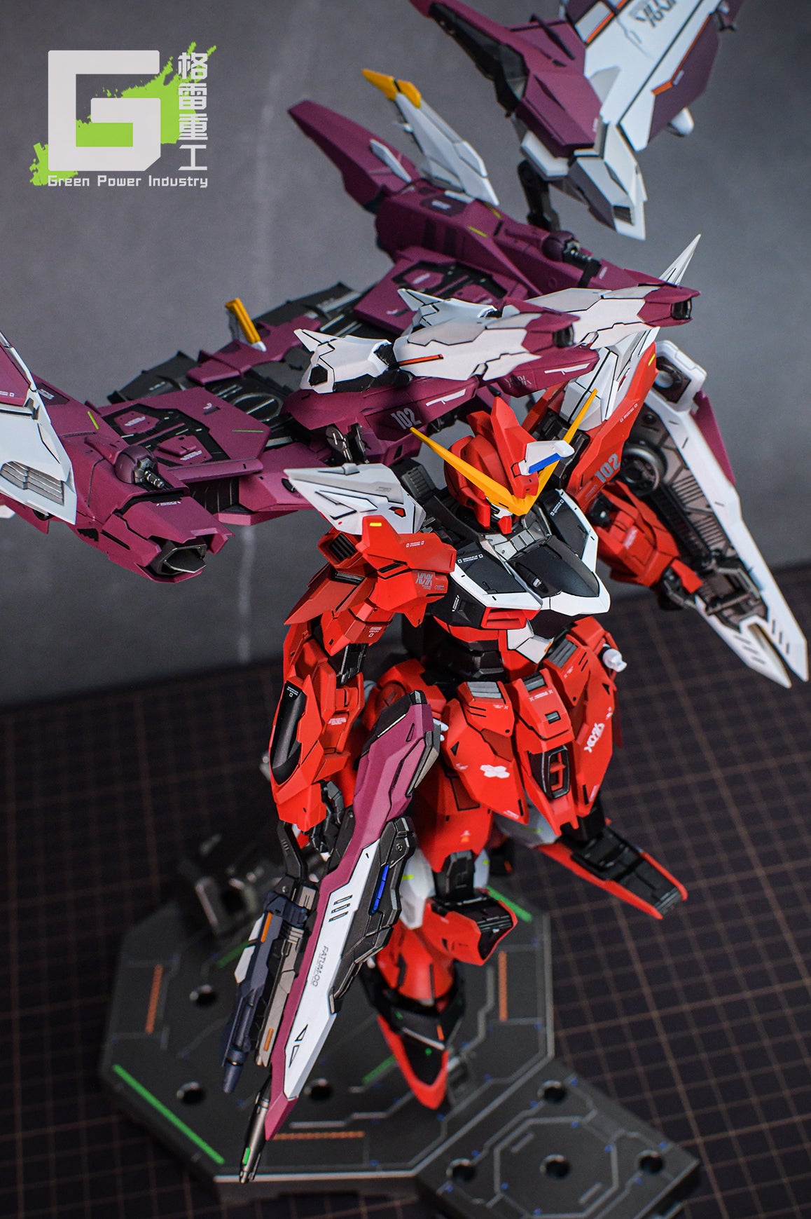 BANDAI MG ZGMF-X09A JUSTICE GUNDAM WITH FORTUNE MEOW STUDIO GK MODIFICATION VER.RED