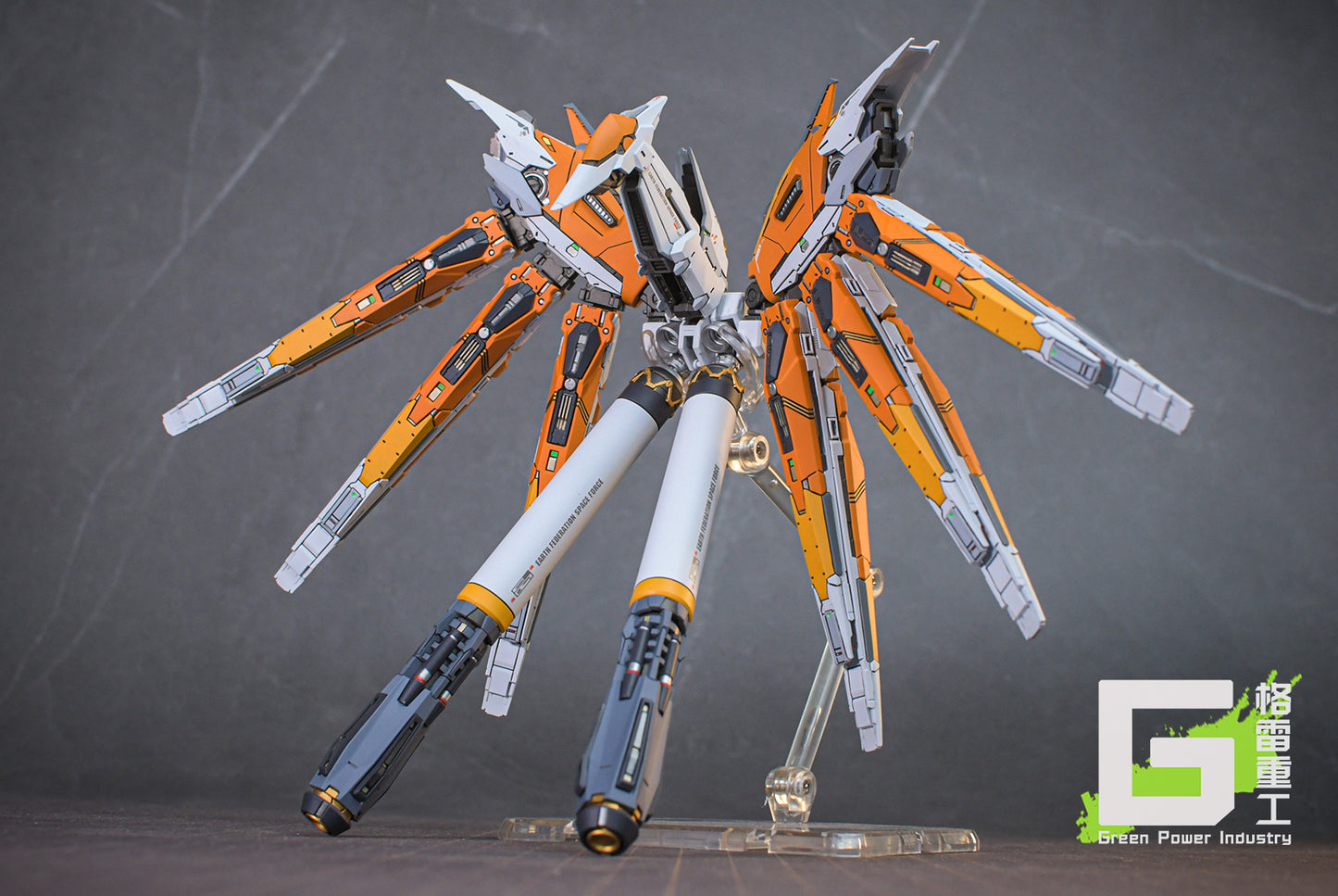 BANDAI RG RX-93-V2 HI-V(Nu) GUNDAM WITH FORTUNE MEOW STUDIO GK MODIFICATION VER.ORANGE