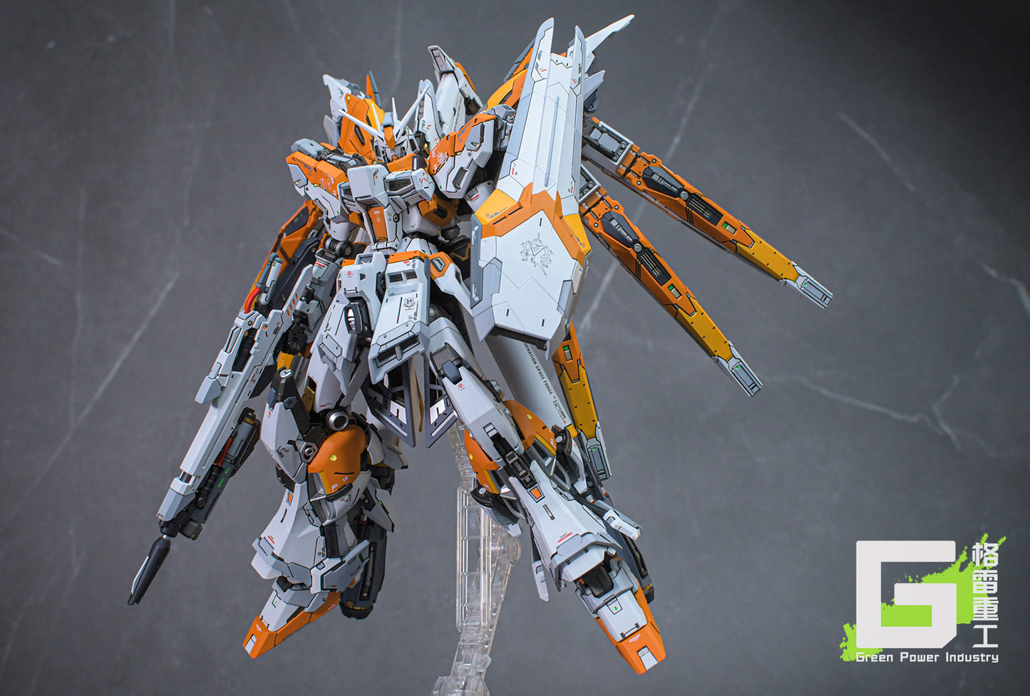 BANDAI RG RX-93-V2 HI-V(Nu) GUNDAM WITH FORTUNE MEOW STUDIO GK MODIFICATION VER.ORANGE